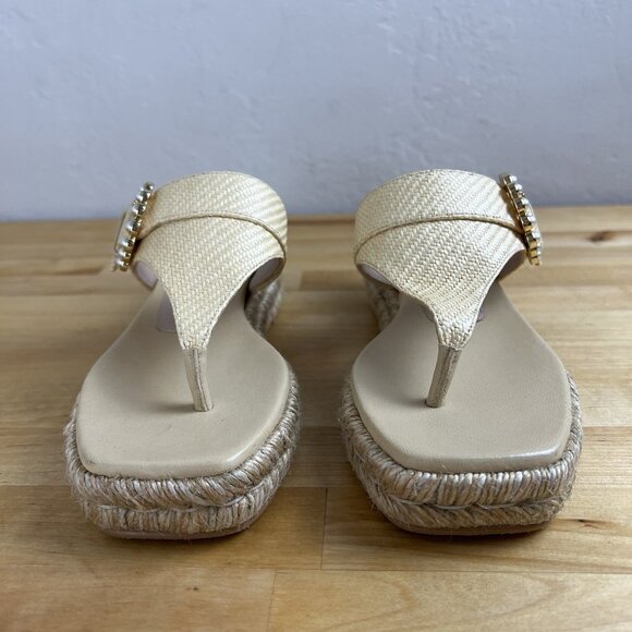 Stuart Weitzman Pearl Espadrille Platform Wedge Sandals Raffia Thong‎ Size 5 - Picture 4 of 12